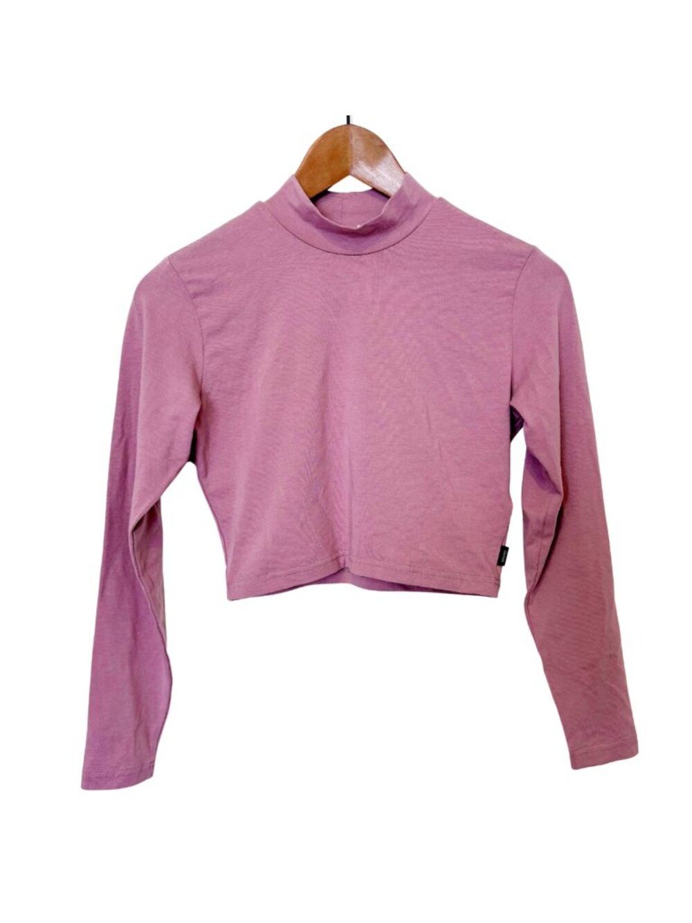 tentree Organic Cotton Modal Mock-Neck Long Sleeve Lilac Purple Crop Top – S